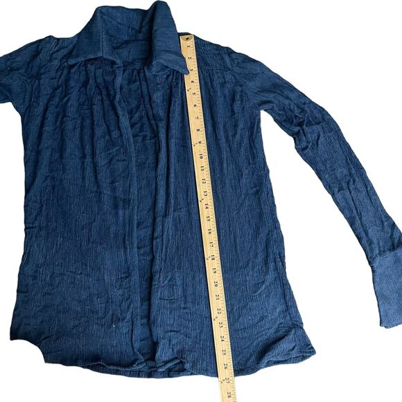 Savannah Morrow Open Front Blouse Top Shirt L/XL Midnight Blue Long Sleeve - Picture 6 of 9
